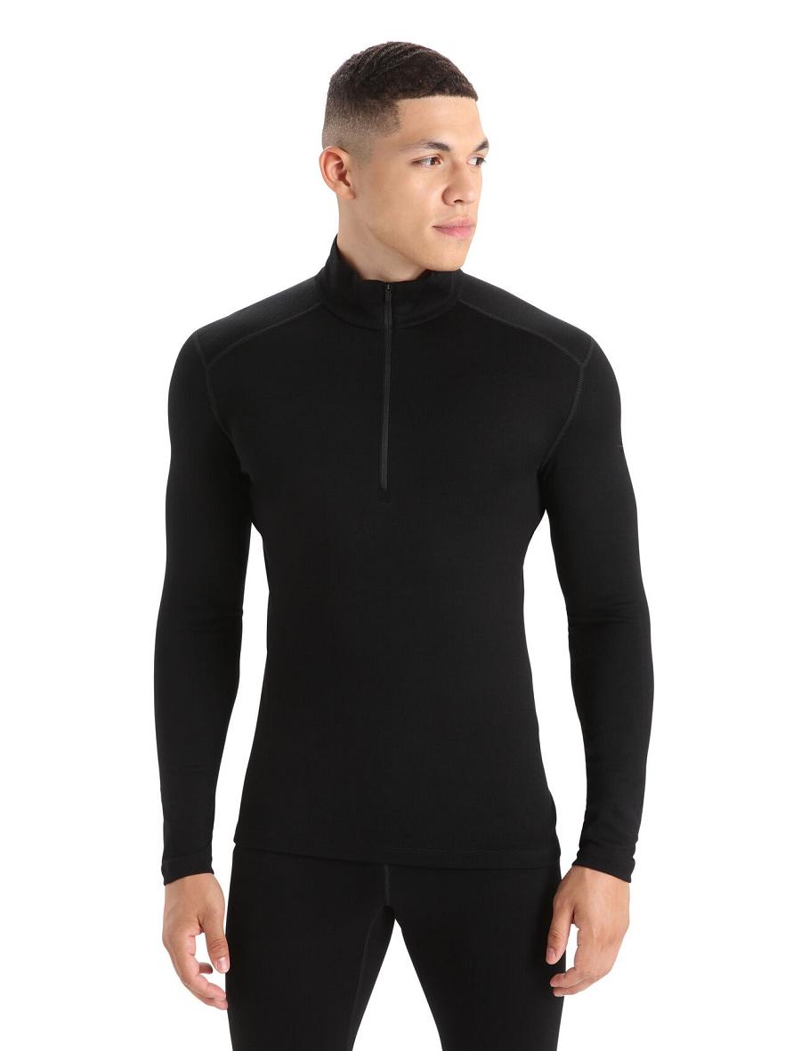 Icebreaker Merino 260 Tech Long Sleeve Half Zip Thermal Top Miesten Base Layers Mustat | FI 1387UZGT